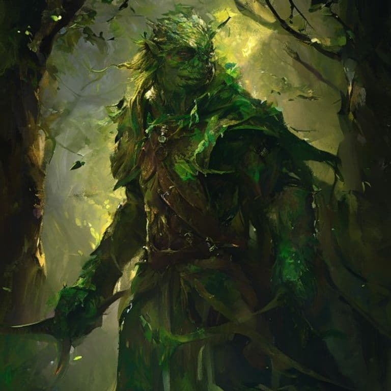 Green Knight of the Woods — fantasy monster illustration