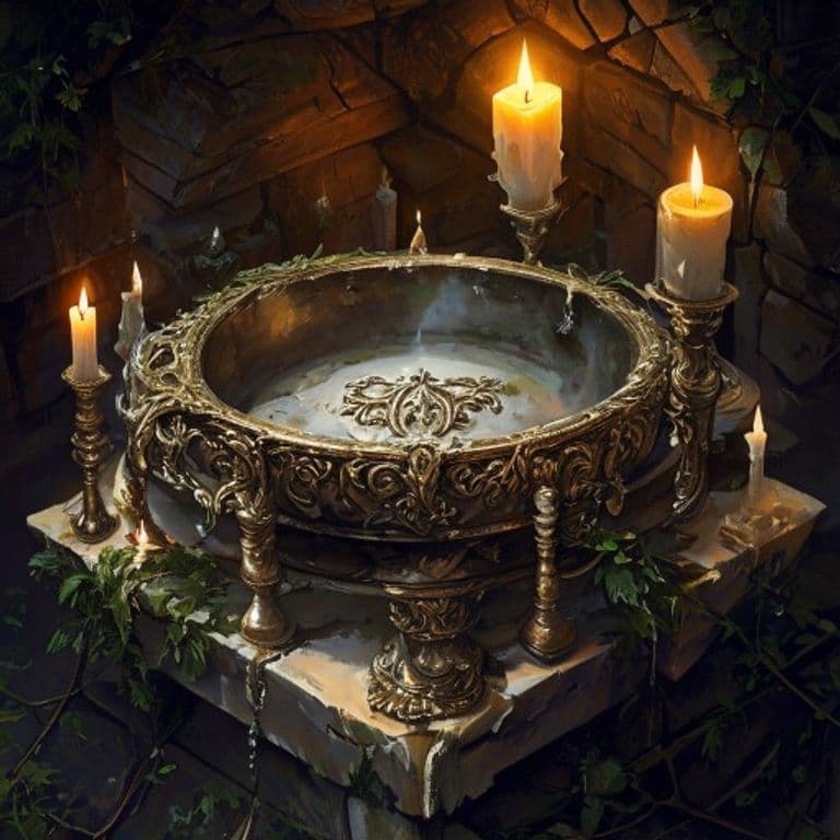 Crock and Dish of Rhygenydd Ysgolhaig — fantasy item illustration