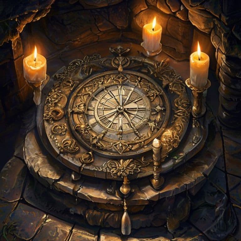 Clock of Opening — fantasy item illustration. Clock of Opening is a magic item (wondrous item) of rare rarity.