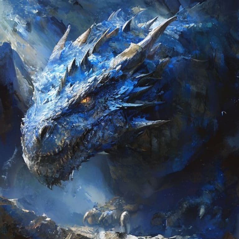 Ancient Blue Dragon — fantasy monster illustration