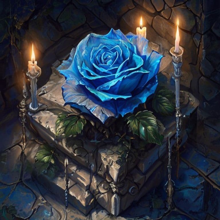 Blue Rose — fantasy item illustration. Blue Rose is a magic item (wondrous item) of rare rarity.