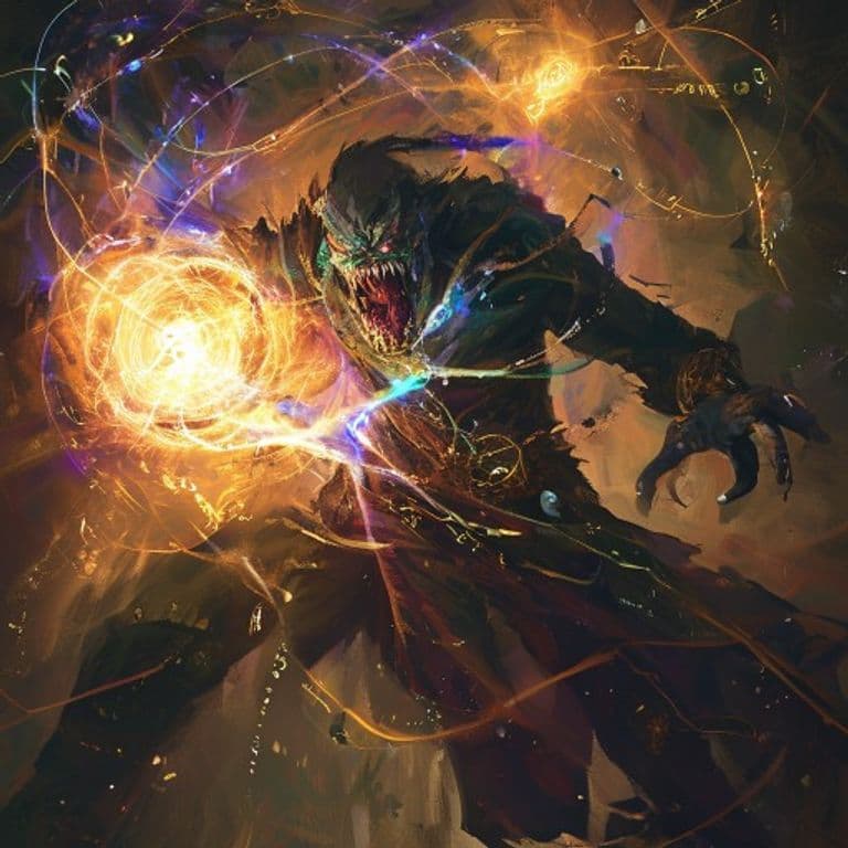Dominate Monster — fantasy spell effect illustration. Dominate Monster is a 8th-level enchantment available to Bard, Sorcerer, Warlock, Wizard.