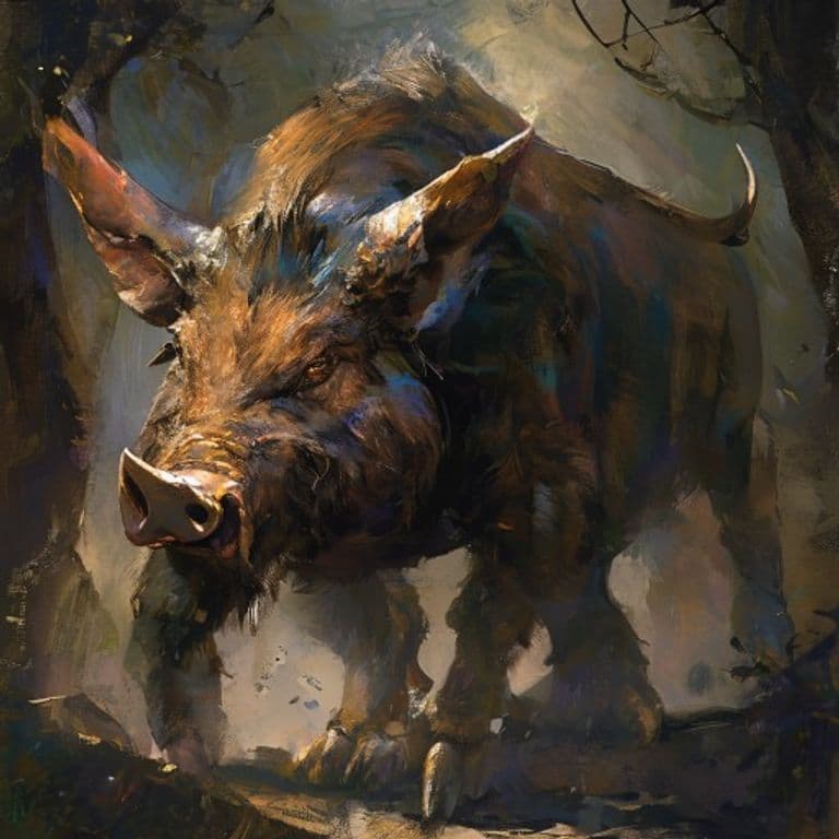 Boar — fantasy monster illustration. Boar is a medium beast (Challenge Rating 1/4).