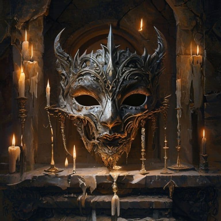 Mayhem Mask — fantasy item illustration. Mayhem Mask is a magic item (wondrous item) of very rare rarity.