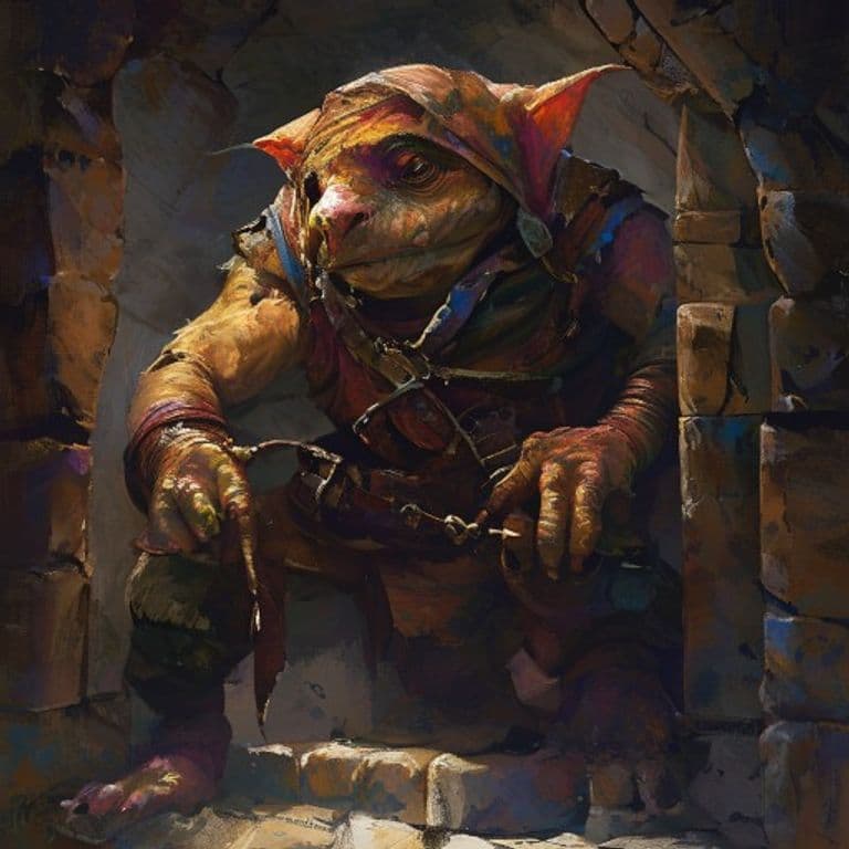 Kobold Trapsmith — fantasy monster illustration