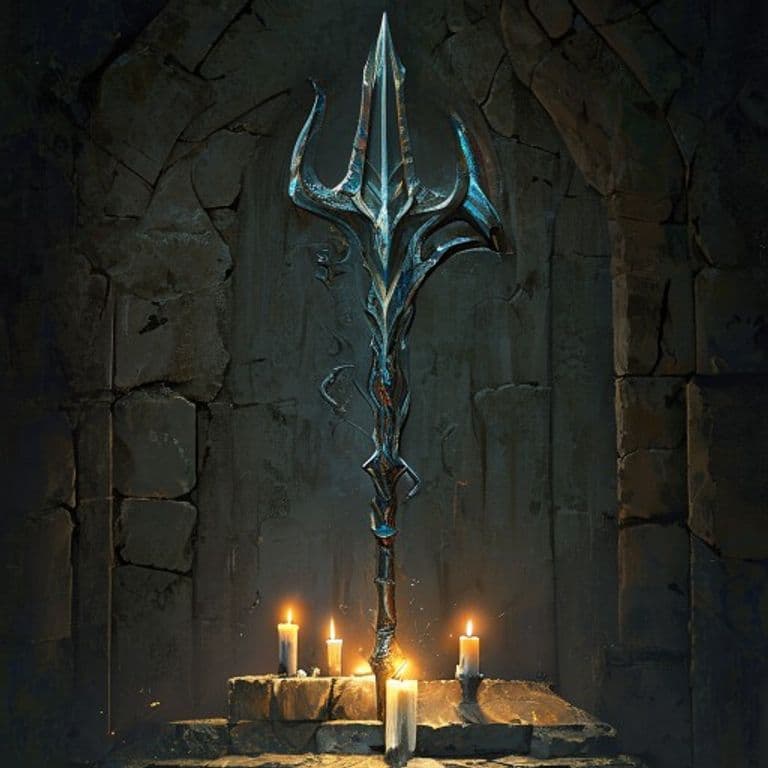 Trident of Fish Command — fantasy item illustration. Trident of Fish Command is a magic item (weapon (trident)) of uncommon rarity.