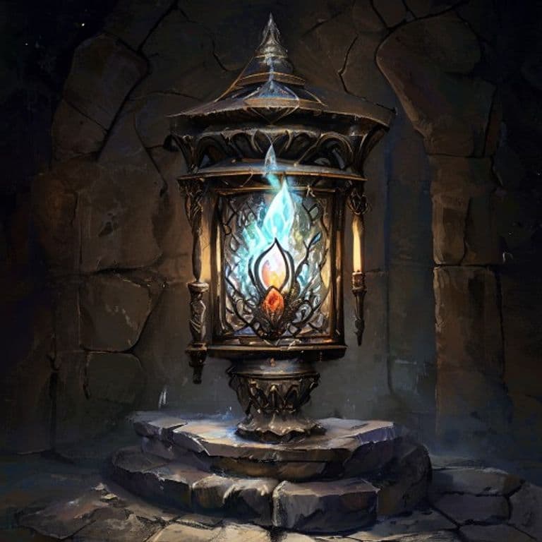 Frostfire Lantern — fantasy item illustration. Frostfire Lantern is a magic item (wondrous item) of very rare rarity.