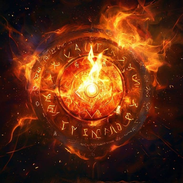 Fire Shield — fantasy spell effect illustration. Fire Shield is a 4th-level evocation available to Wizard.