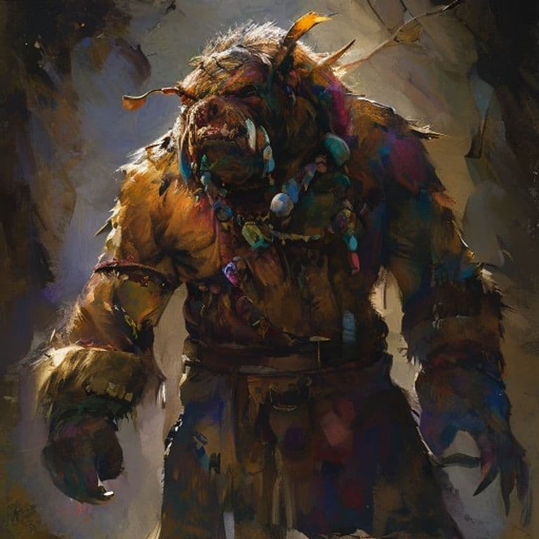 Bugbear Chief — fantasy monster illustration. Bugbear Chief is a medium humanoid (Challenge Rating 4).