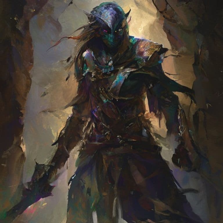 Shadow Elf Champion Warrior — fantasy monster illustration