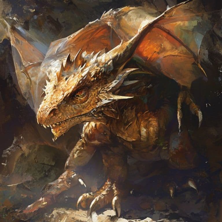 Young Bronze Dragon — fantasy monster illustration