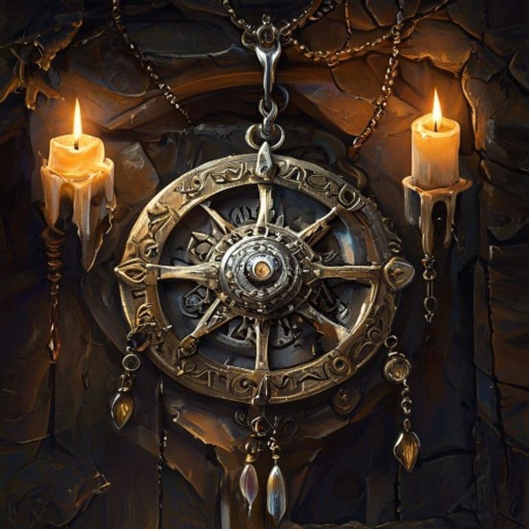 Clockwork Pendant — fantasy item illustration. Clockwork Pendant is a magic item (wondrous item) of rare rarity.