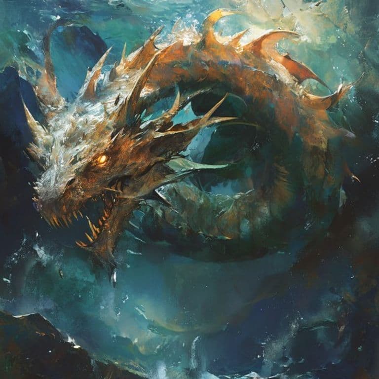 Ancient Sea Dragon — fantasy monster illustration. Ancient Sea Dragon is a gargantuan dragon (Challenge Rating 23).