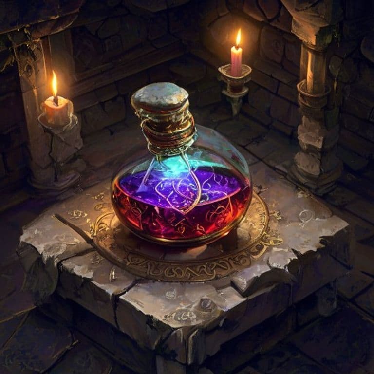Elixir of Deep Slumber — fantasy item illustration. Elixir of Deep Slumber is a magic item (potion) of uncommon rarity.