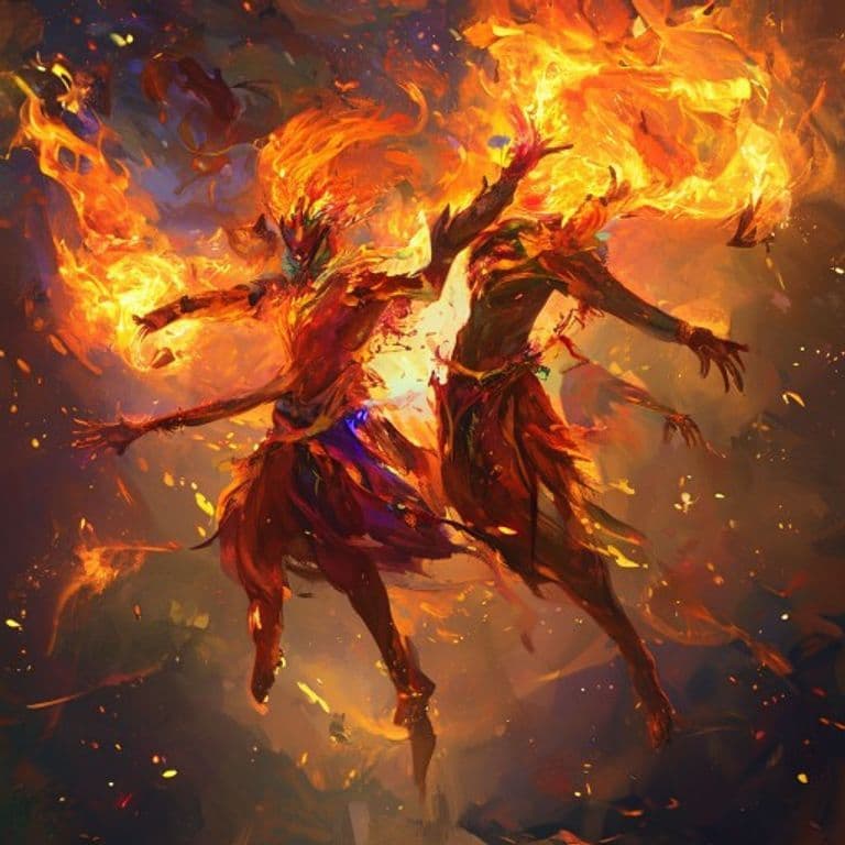 Fire Dancer Swarm — fantasy monster illustration
