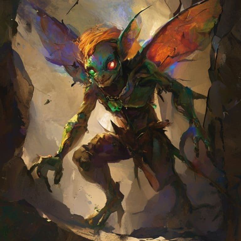 Aridni — fantasy monster illustration. Aridni is a small fey (Challenge Rating 5).
