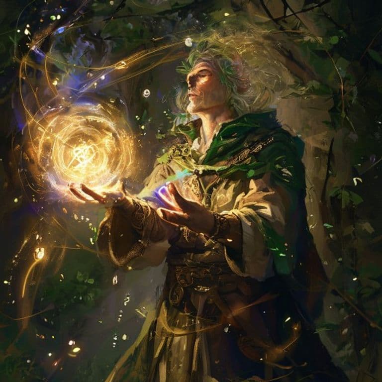 Druidcraft — fantasy spell effect illustration. Druidcraft is a Cantrip transmutation available to Druid.
