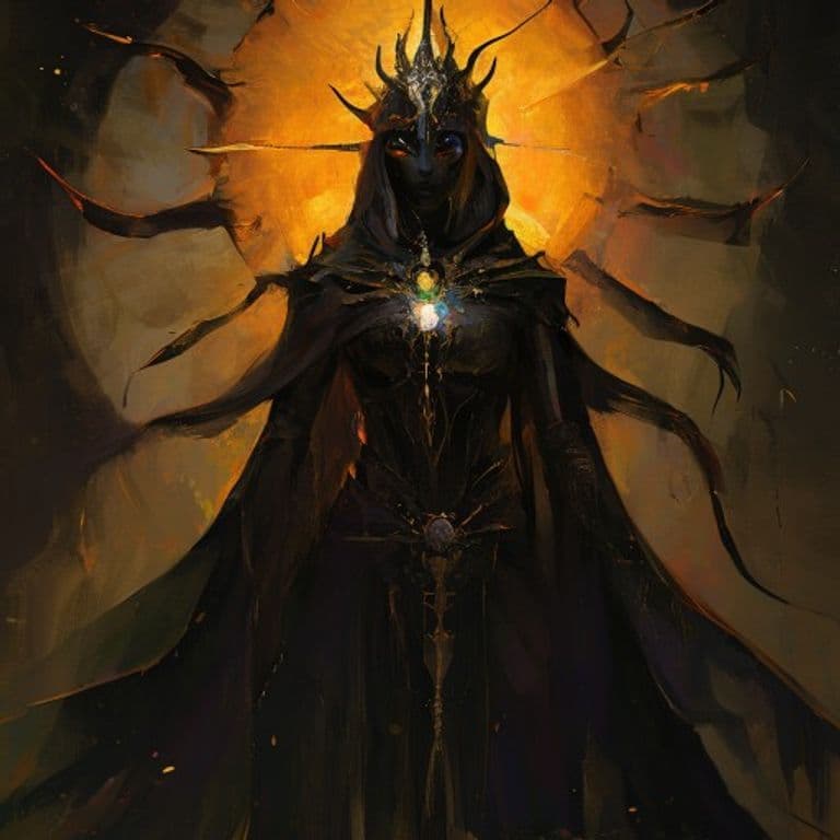 Black Sun Priestess — fantasy monster illustration. Black Sun Priestess is a medium humanoid (Challenge Rating 3).