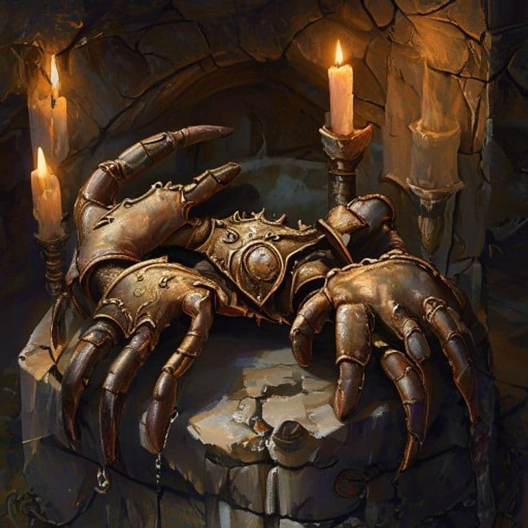 Crab Gloves — fantasy item illustration. Crab Gloves is a magic item (wondrous item) of uncommon rarity.