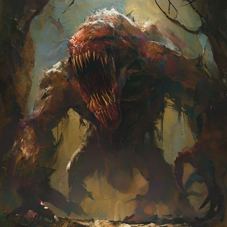 Graknork — fantasy monster illustration. Graknork is a gargantuan monstrosity (Challenge Rating 14).