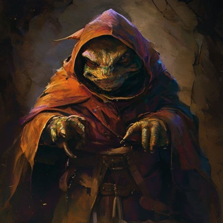 Kobold Sorcerer — fantasy monster illustration. Kobold Sorcerer is a small humanoid (Challenge Rating 1).
