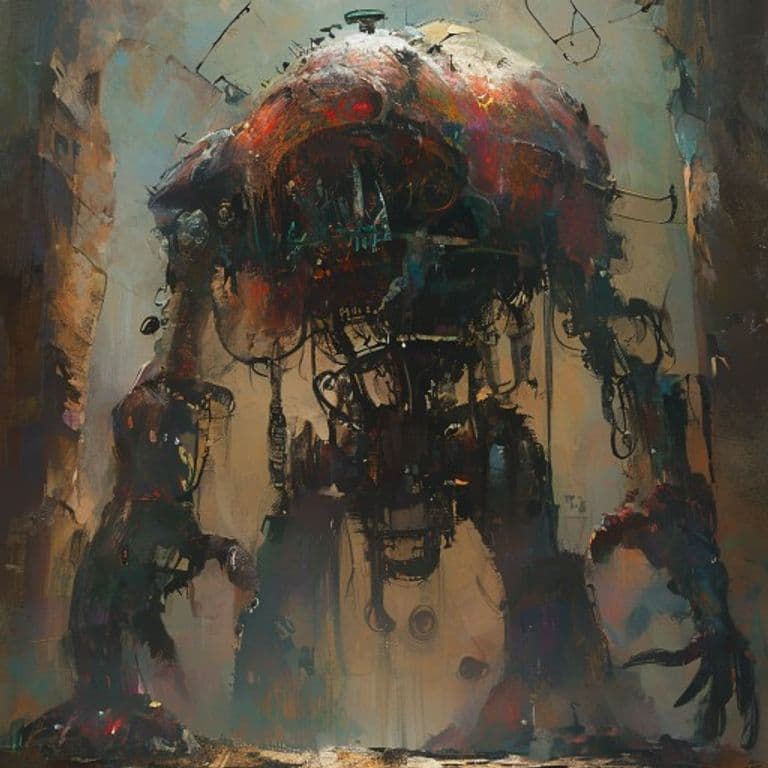 Clockwork Abomination — fantasy monster illustration. Clockwork Abomination is a large construct (Challenge Rating 5).