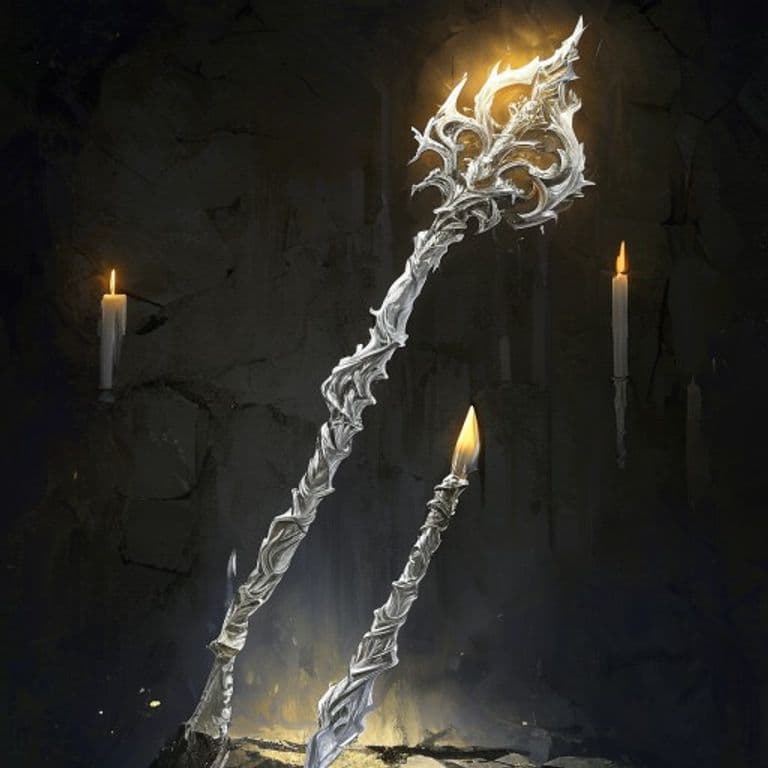 Staff of the White Necromancer — fantasy item illustration