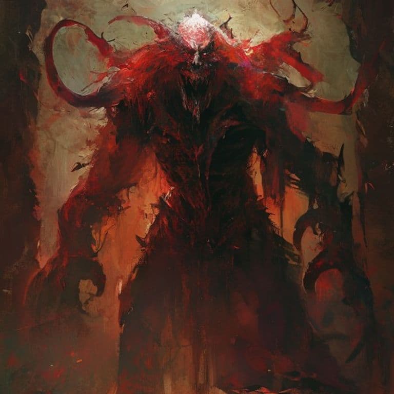 Herald of Blood — fantasy monster illustration. Herald of Blood is a huge fiend (Challenge Rating 12).