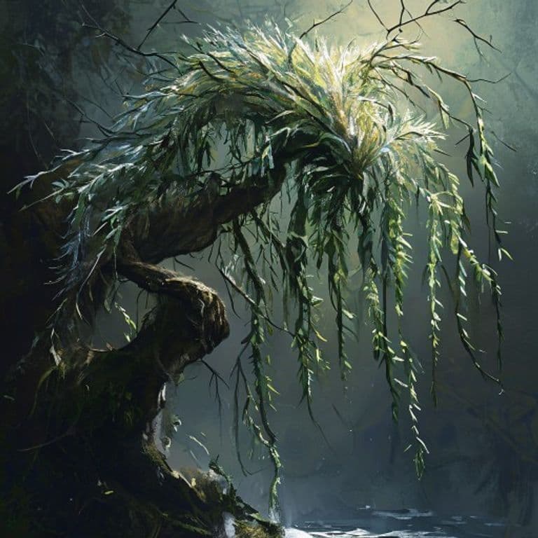 Ice Willow — fantasy monster illustration. Ice Willow is a large plant (Challenge Rating 6).