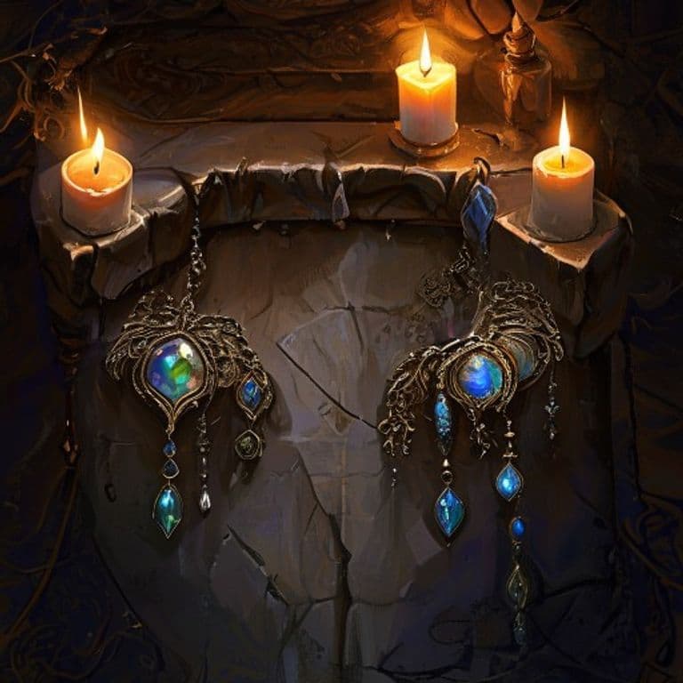 Earrings of the Agent — fantasy item illustration. Earrings of the Agent is a magic item (wondrous item) of rare rarity.