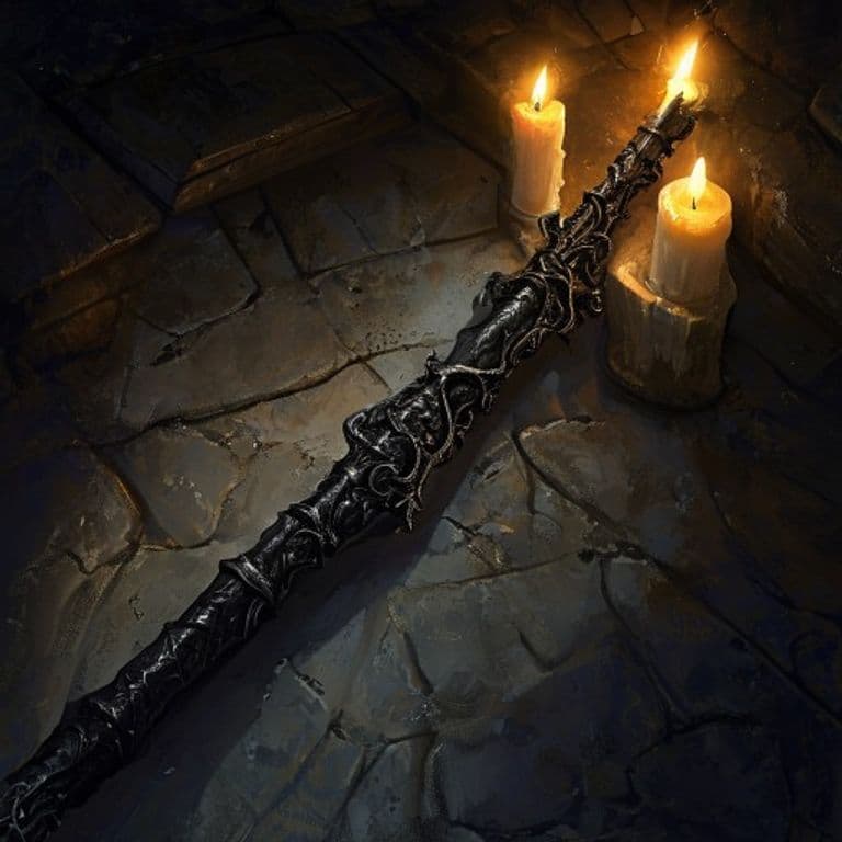 Blacktooth — fantasy item illustration. Blacktooth is a magic item (wand) of legendary rarity.