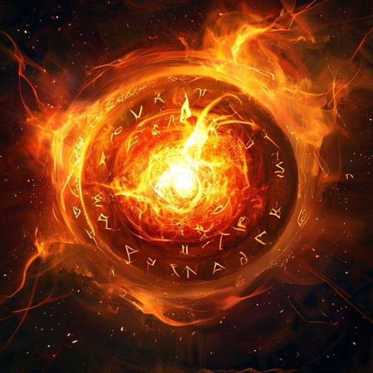 Flaming Sphere — fantasy spell effect illustration. Flaming Sphere is a 2nd-level conjuration available to Cleric, Druid, Wizard.