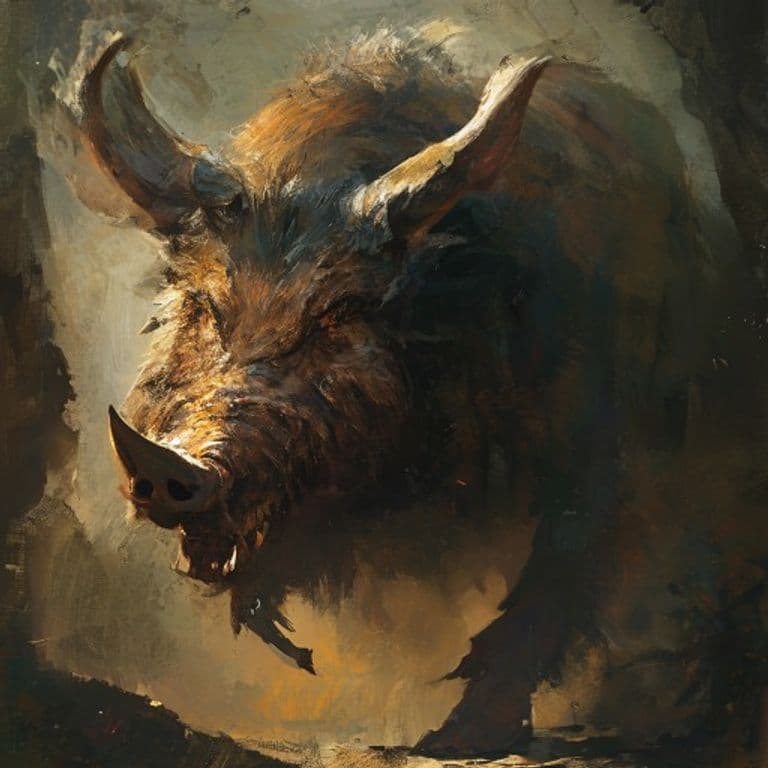 Ghost Boar — fantasy monster illustration. Ghost Boar is a large monstrosity (Challenge Rating 3).