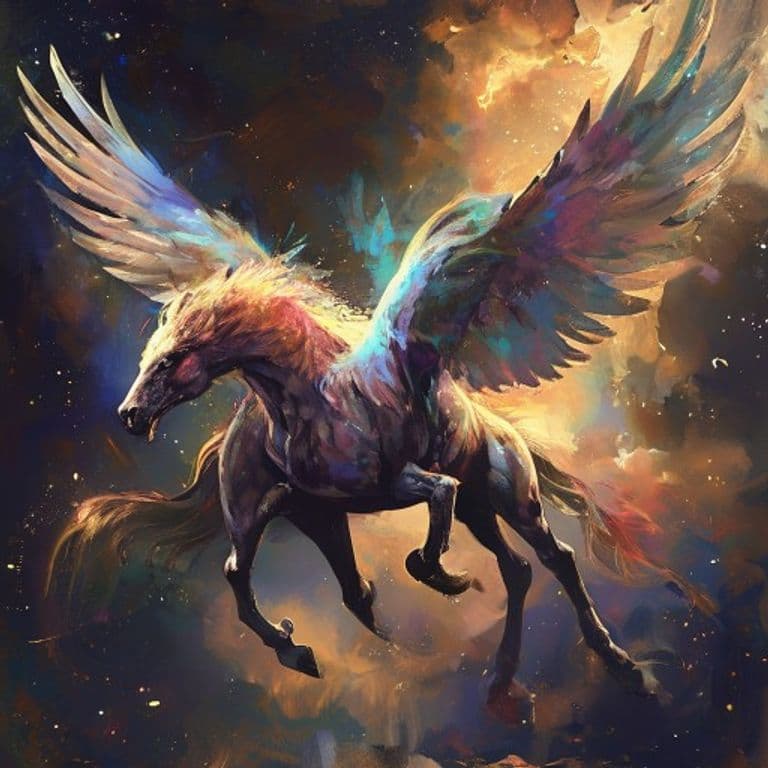 Pegasus — fantasy monster illustration. Pegasus is a large celestial (Challenge Rating 2).
