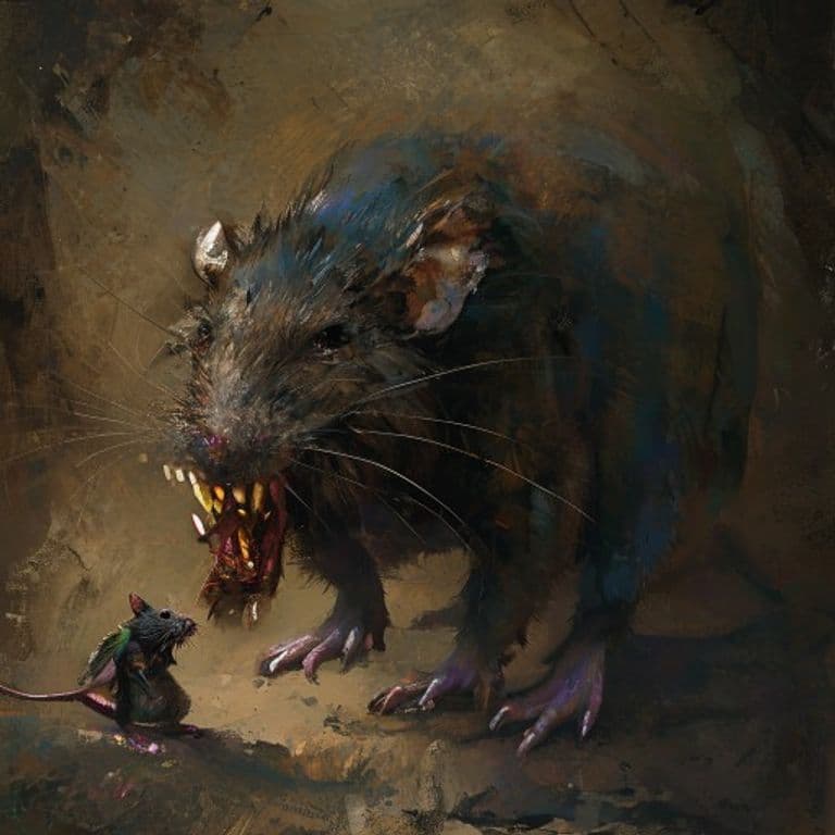 Giant Rat (Diseased) — fantasy monster illustration. Giant Rat (Diseased) is a small beast (Challenge Rating 1/8).