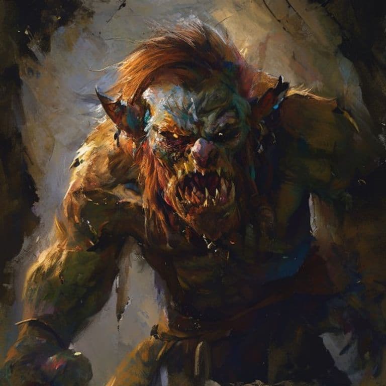 Trollkin Ragecaster — fantasy monster illustration. Trollkin Ragecaster is a medium humanoid (Challenge Rating 5).