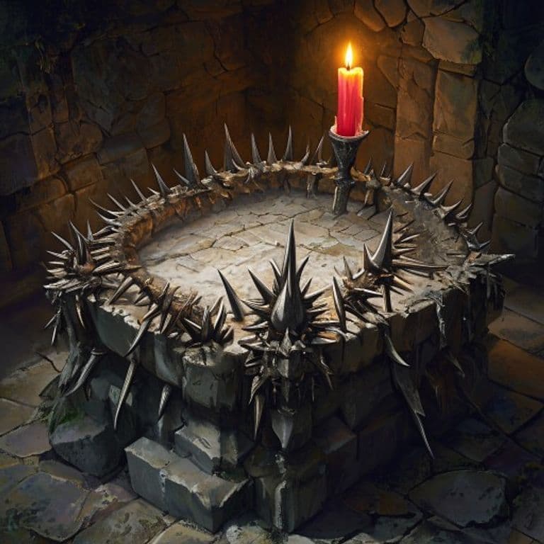 Bed of Spikes — fantasy item illustration. Bed of Spikes is a magic item (wondrous item) of rare rarity.