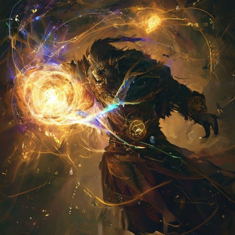 Dominate Beast — fantasy spell effect illustration. Dominate Beast is a 4th-level enchantment available to Cleric, Druid, Sorcerer, Warlock.