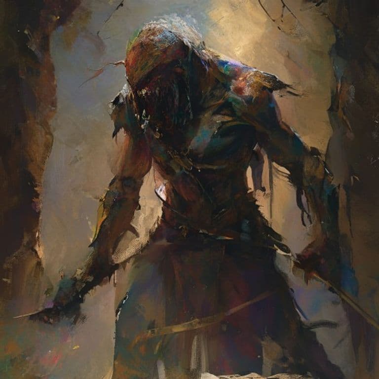 Warrior — fantasy monster illustration. Warrior is a medium humanoid (Challenge Rating 1/8).