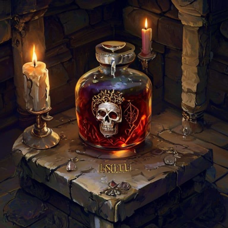 Skull Liqueur — fantasy item illustration. Skull Liqueur is a magic item (potion) of uncommon rarity.