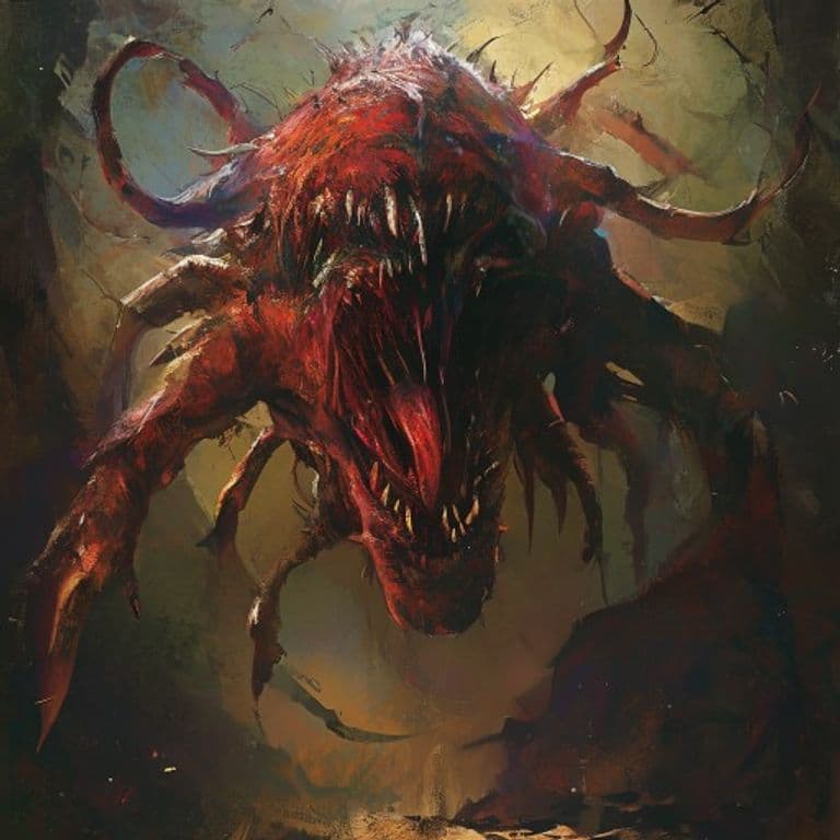 Helashruu — fantasy monster illustration. Helashruu is a huge aberration (Challenge Rating 13).