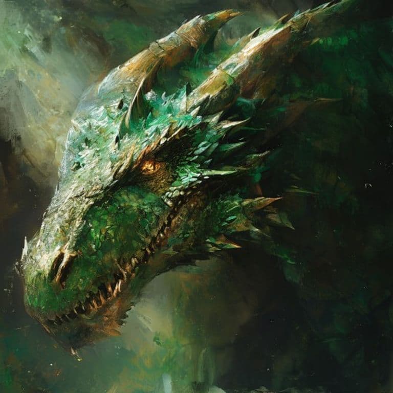 Adult Emerald Dragon — fantasy monster illustration. Adult Emerald Dragon is a huge dragon (Challenge Rating 17).