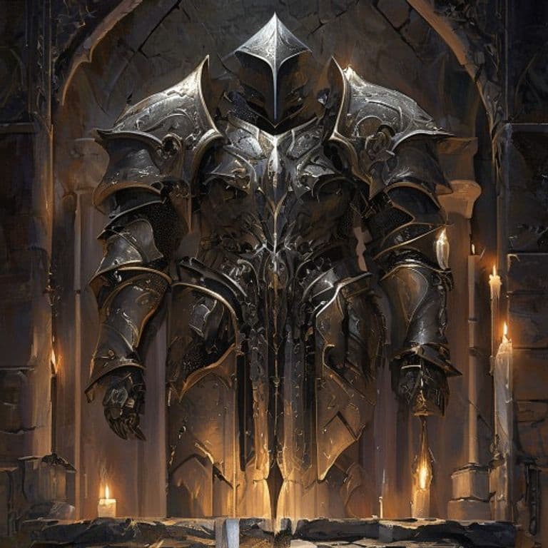 Brazen Bulwark — fantasy item illustration. Brazen Bulwark is a magic item (armor) of rare rarity.