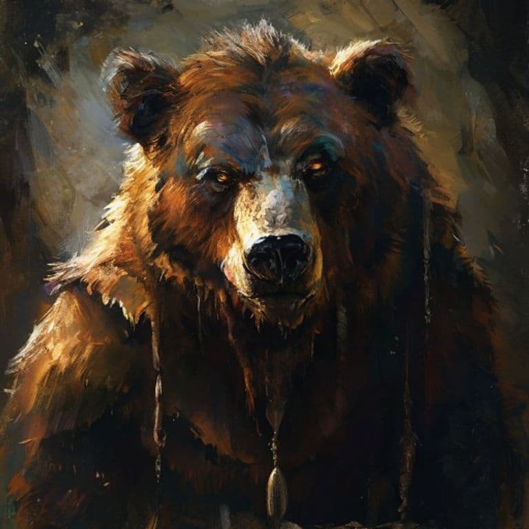Bearfolk — fantasy monster illustration. Bearfolk is a medium humanoid (Challenge Rating 3).
