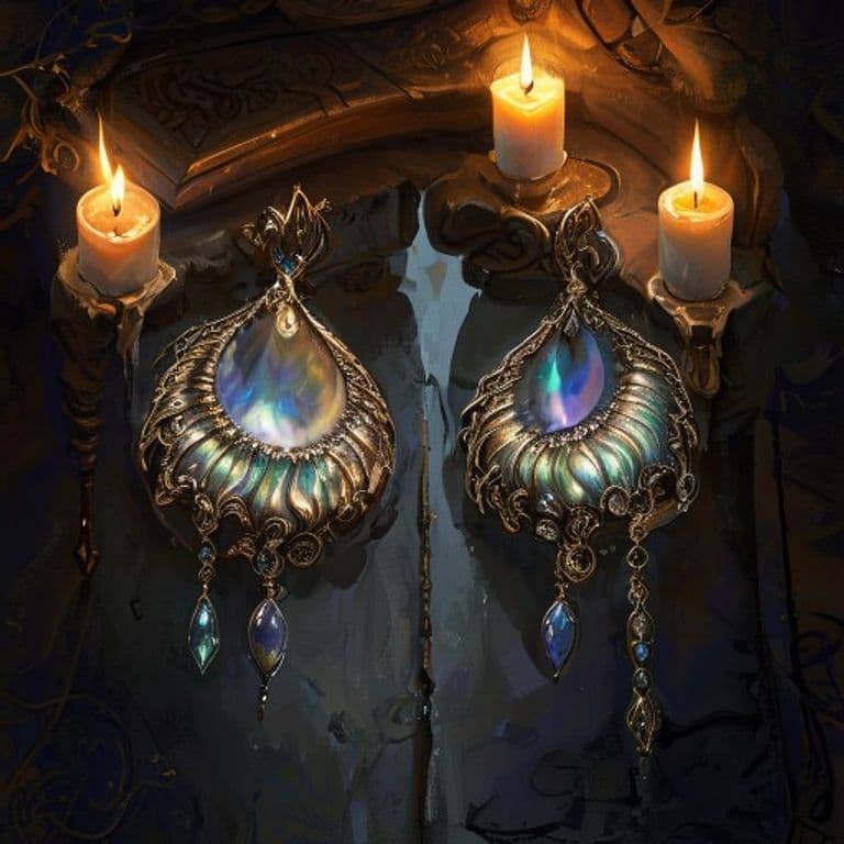 Earrings of the Storm Oyster — fantasy item illustration. Earrings of the Storm Oyster is a magic item (wondrous item) of very rare rarity.