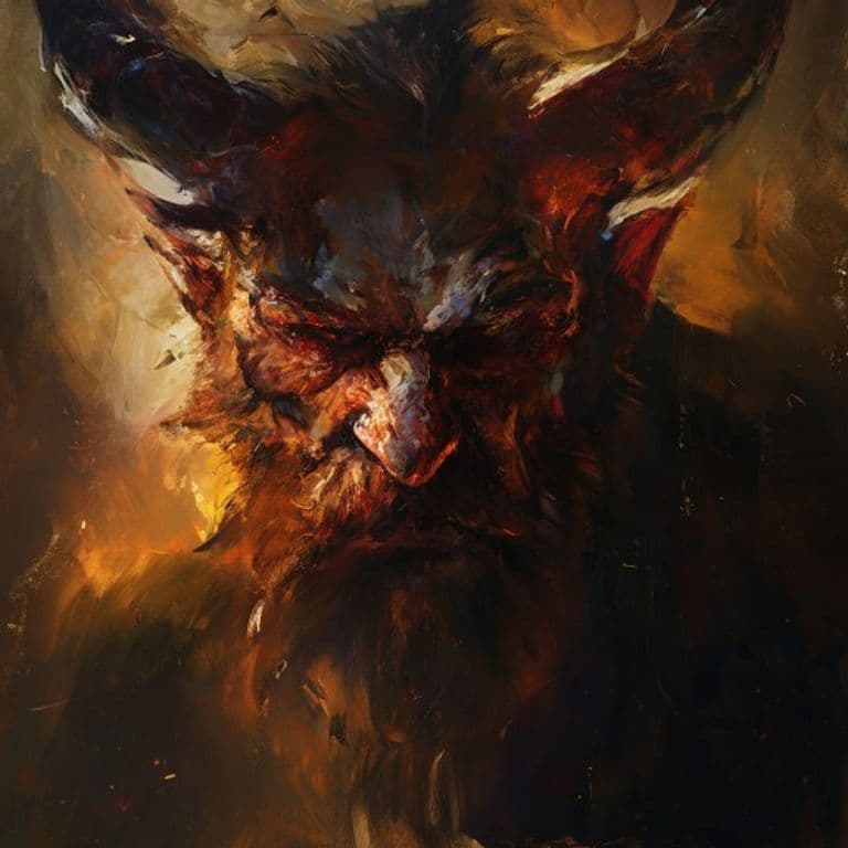 Bearded Devil — fantasy monster illustration. Bearded Devil is a medium fiend (Challenge Rating 3).