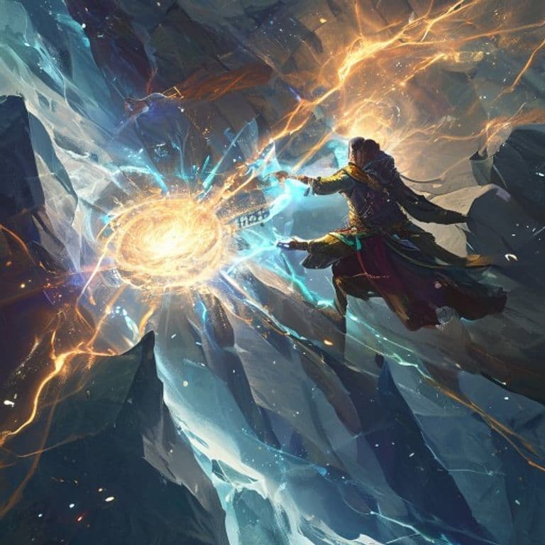 Clash of Glaciers — fantasy spell effect illustration. Clash of Glaciers is a 5th-level evocation available to Druid, Sorcerer, Warlock, Wizard.