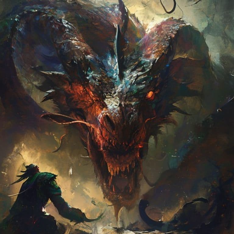 Hydra — fantasy monster illustration. Hydra is a huge dragon (Challenge Rating 8).
