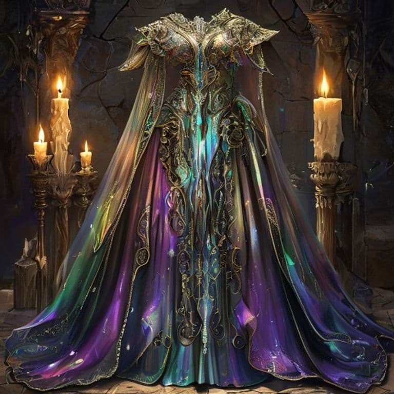 Prismatic Gown — fantasy item illustration