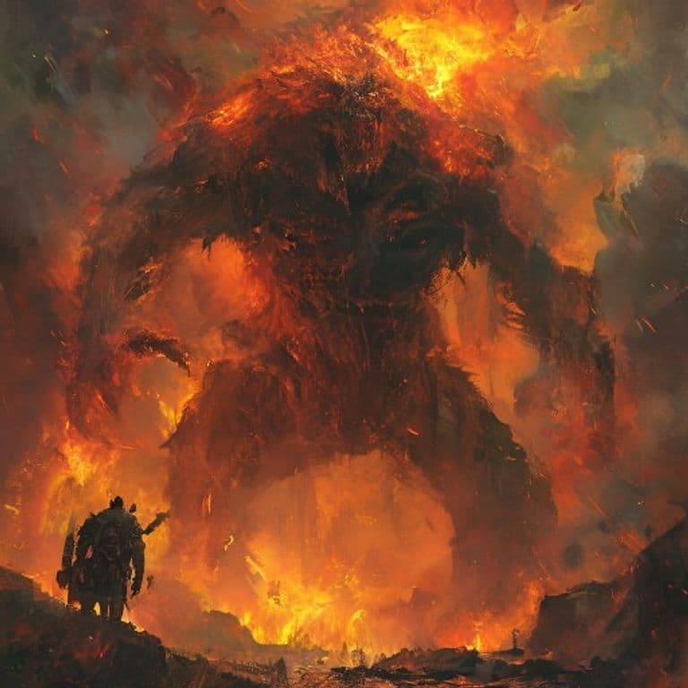 Giant, Hellfire — fantasy monster illustration. Giant, Hellfire is a huge giant (Challenge Rating 9).